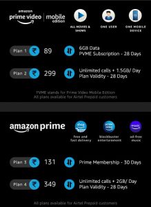 Prime Video Mobile Edition Plans