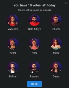 Telugu Bigg Boss Season 6 Evictions